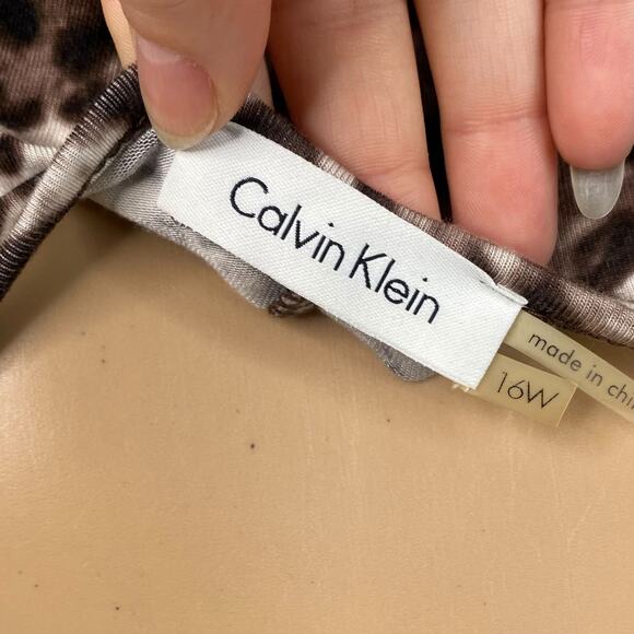 Calvin Klein NWT Leopard Print Sleeveless Jersey Hi-Low Sundress SZ 16W - Picture 5 of 9